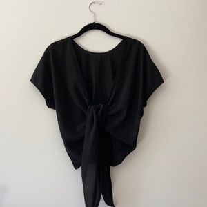 Dressy T shirt with open tie bow back